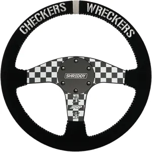 PRP Seats X Shreddy Checkers Wreckers Flat Suede Grip Steering Wheel for Off-Road Racing - High-Strength Aluminum, Moisture-Resistant Suede, 6 Point Bolt Pattern - 13" Dia x 1.5" (Checkered)