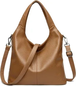 PU Leather Crossbody Tote Bag For Women Big Capacity Handbag Slouchy Tote Purses Shoulder Bag for Travel Work Party.