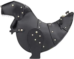 QZUnique Dinosaur Shark Shoulder Bag for Women 3D Animal Novelty Purse Zipper Crossbody Handbag Clutch Messenger Bag for Girl
