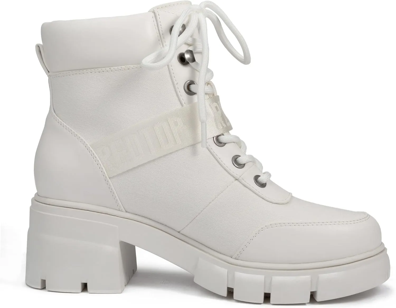 REDTOP Women's Combat Boots Chunky Lug Sole Ankle Boots Lace Up Buckle Casual Shoes