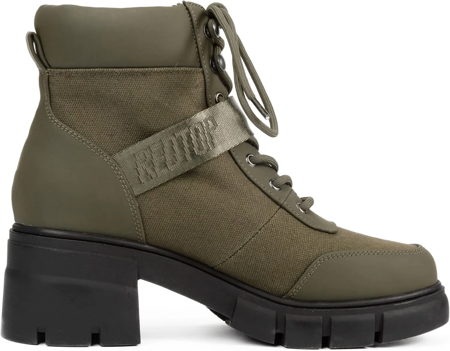 REDTOP Women's Combat Boots Chunky Lug Sole Ankle Boots Lace Up Buckle Casual Shoes