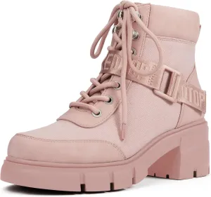 REDTOP Women's Combat Boots Chunky Lug Sole Ankle Boots Lace Up Buckle Casual Shoes