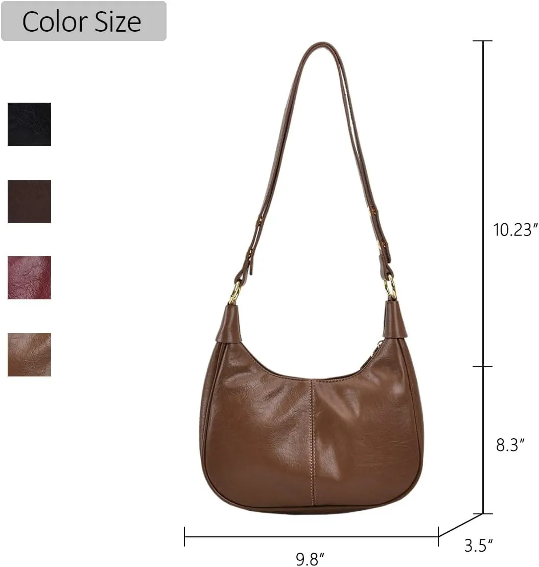 Retro Shoulder Bags for Women Vegan Leather Tote Handbags Slouchy Large Crossbody Bag with Adjustable Strap