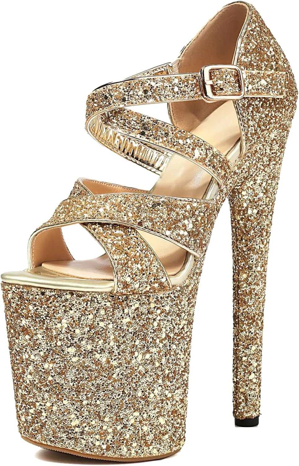 Roimaash Women Pole Dance Heels Stiletto High Heels Strappy Sandals Platform