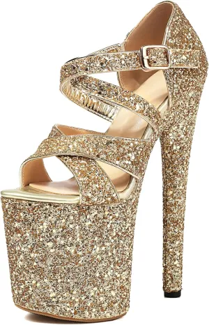 Roimaash Women Pole Dance Heels Stiletto High Heels Strappy Sandals Platform