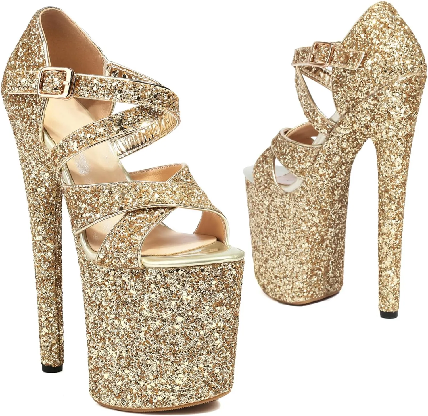 Roimaash Women Pole Dance Heels Stiletto High Heels Strappy Sandals Platform