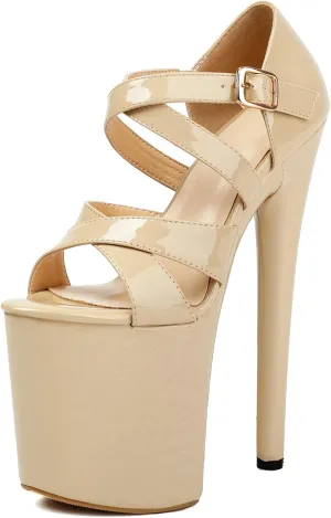Roimaash Women Pole Dance Heels Stiletto High Heels Strappy Sandals Platform