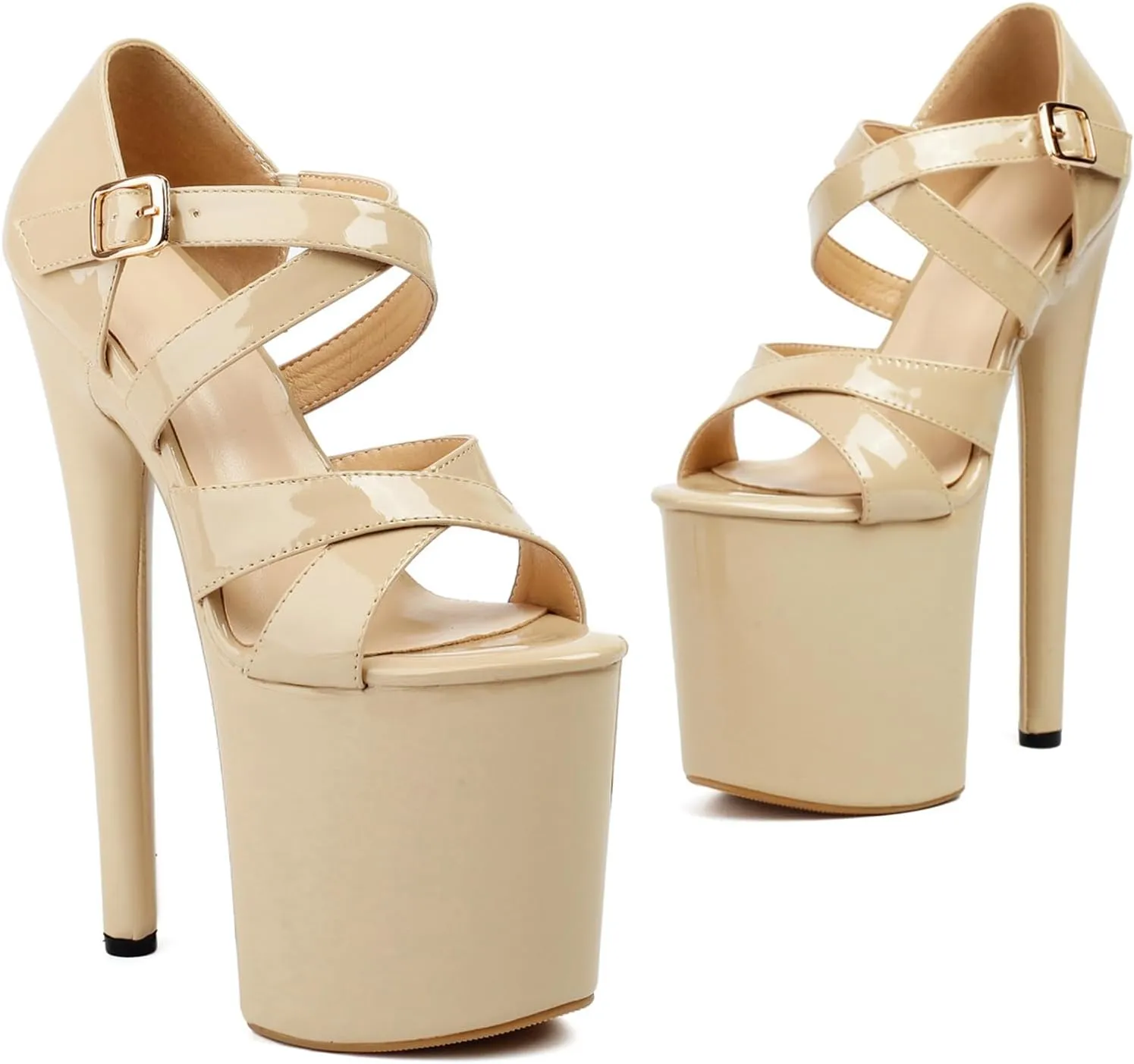 Roimaash Women Pole Dance Heels Stiletto High Heels Strappy Sandals Platform