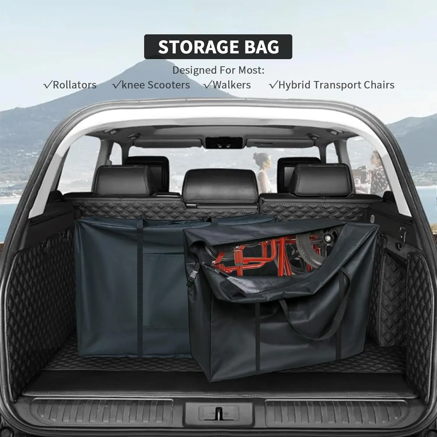 Rollator Travel Bag - Waterproof Wheelchair Bag for Folding Walker Compact Wheelchair Transport Chair Portable Large Duffel Bag Carry Case for Car and Airplane Traveling (37" Lx14 Wx29 H)