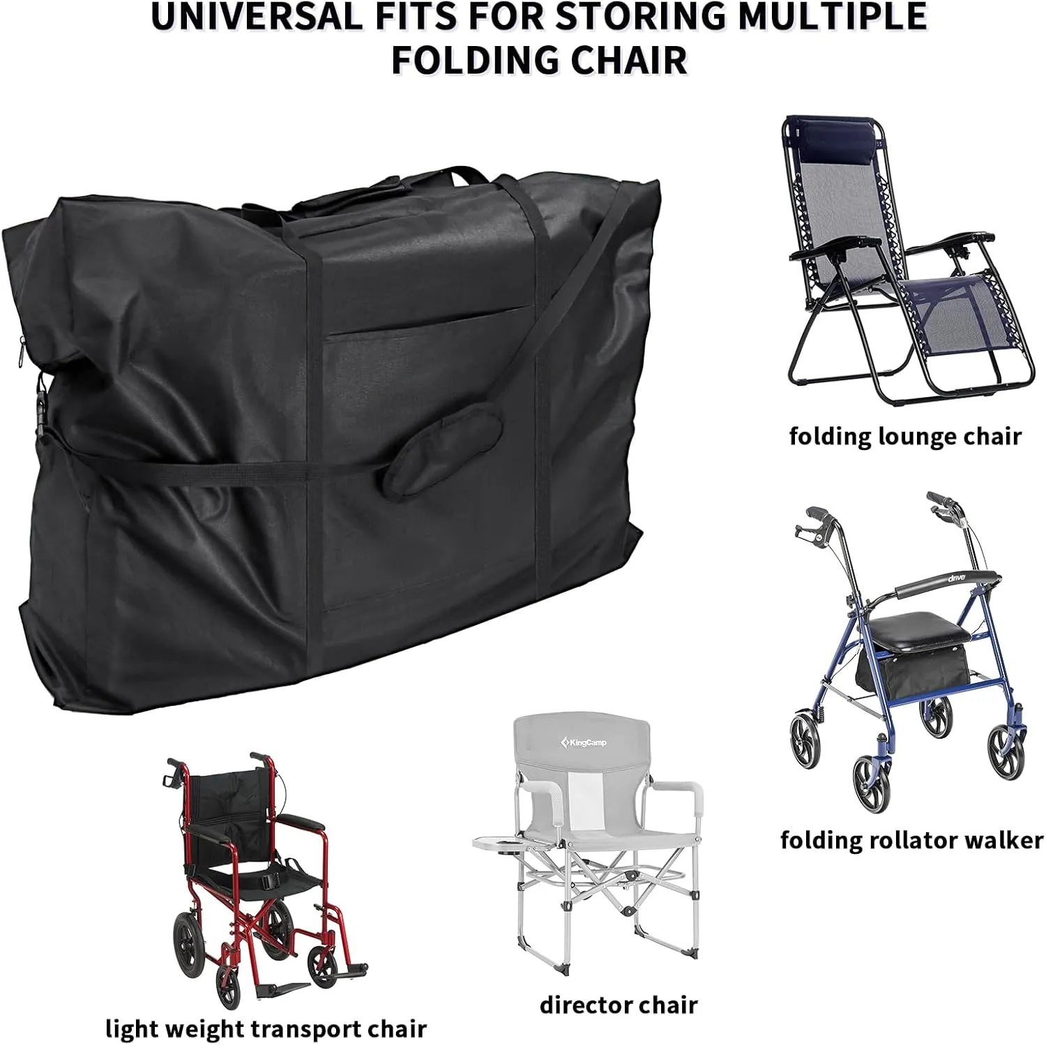 Rollator Travel Bag - Waterproof Wheelchair Bag for Folding Walker Compact Wheelchair Transport Chair Portable Large Duffel Bag Carry Case for Car and Airplane TSA Traveling,45" Lx15"Wx39"H