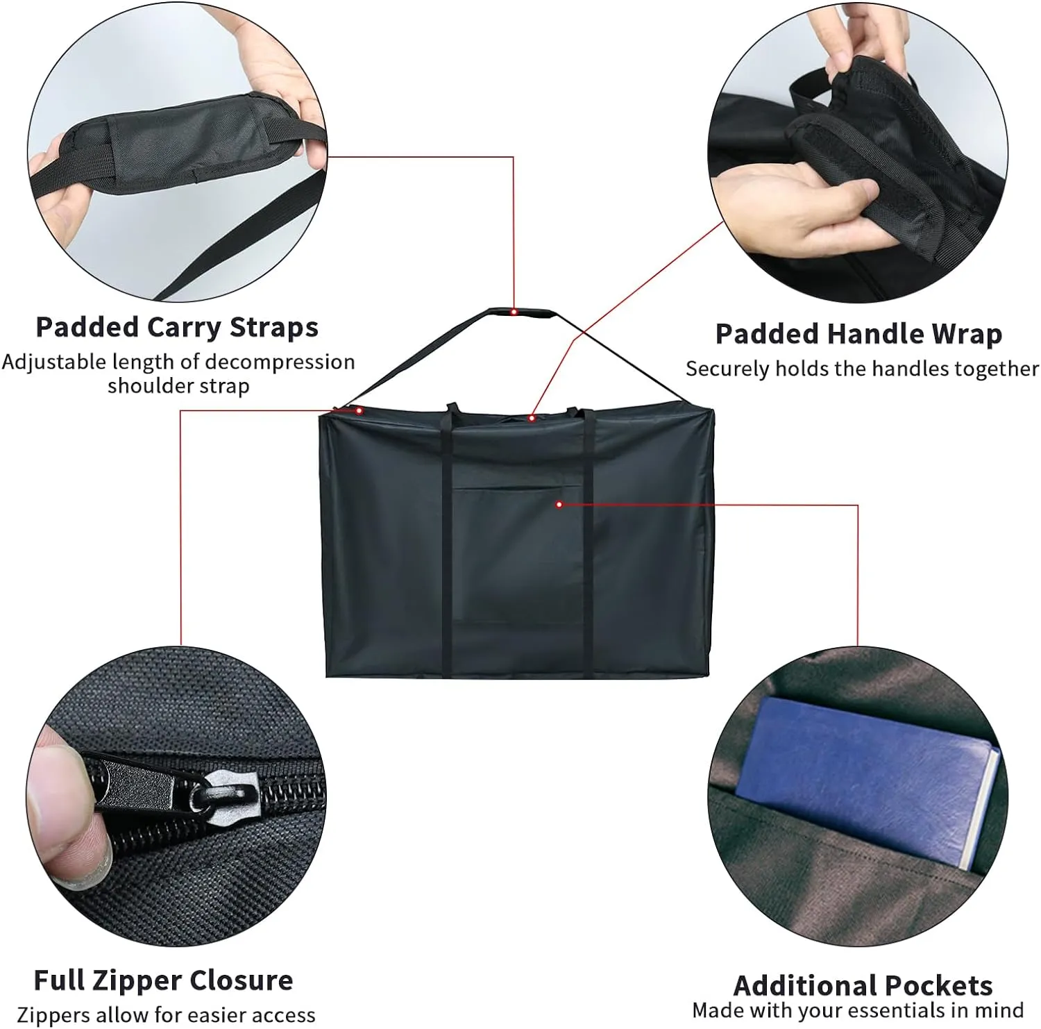 Rollator Travel Bag - Waterproof Wheelchair Bag for Folding Walker Compact Wheelchair Transport Chair Portable Large Duffel Bag Carry Case for Car and Airplane TSA Traveling,45" Lx15"Wx39"H