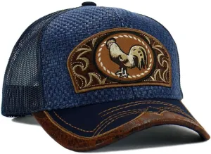 Rooster Straw Cap Mexico Western Style Embroidery Trucker Mesh Snapback Curved Bill Baseball Cap