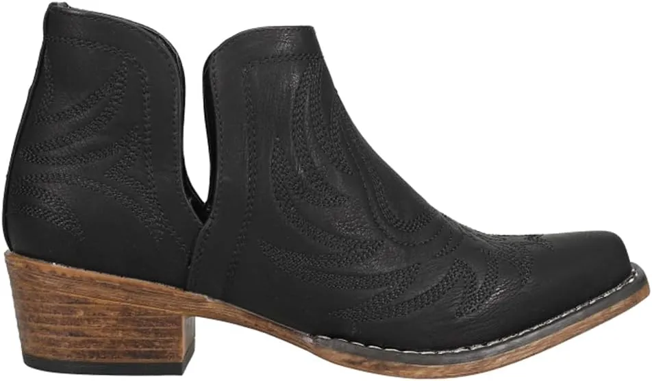 ROPER Womens Ava Embroidered Snip Toe Casual Boots Ankle Low Heel 1-2" - Black - Size 7 M