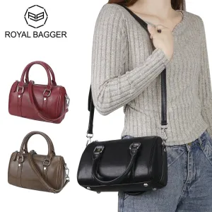 Royal Bagger Fashion Retro Handbag for Women, Genuine Leather Satchel Purse, Simple Casual Shoulder Crossbody Bags 3123