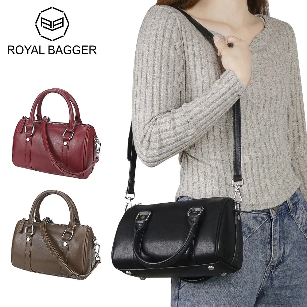 Royal Bagger Fashion Retro Handbag for Women, Genuine Leather Satchel Purse, Simple Casual Shoulder Crossbody Bags 3123