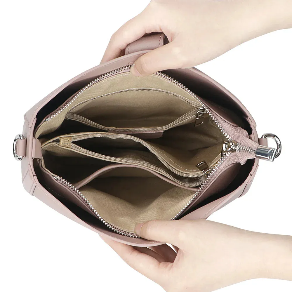Royal Bagger Genuine Leather Shoulder Crossbody Bags Fashion Casual Satchel Purses Large Capacity Commuting Bucket Bag 2853