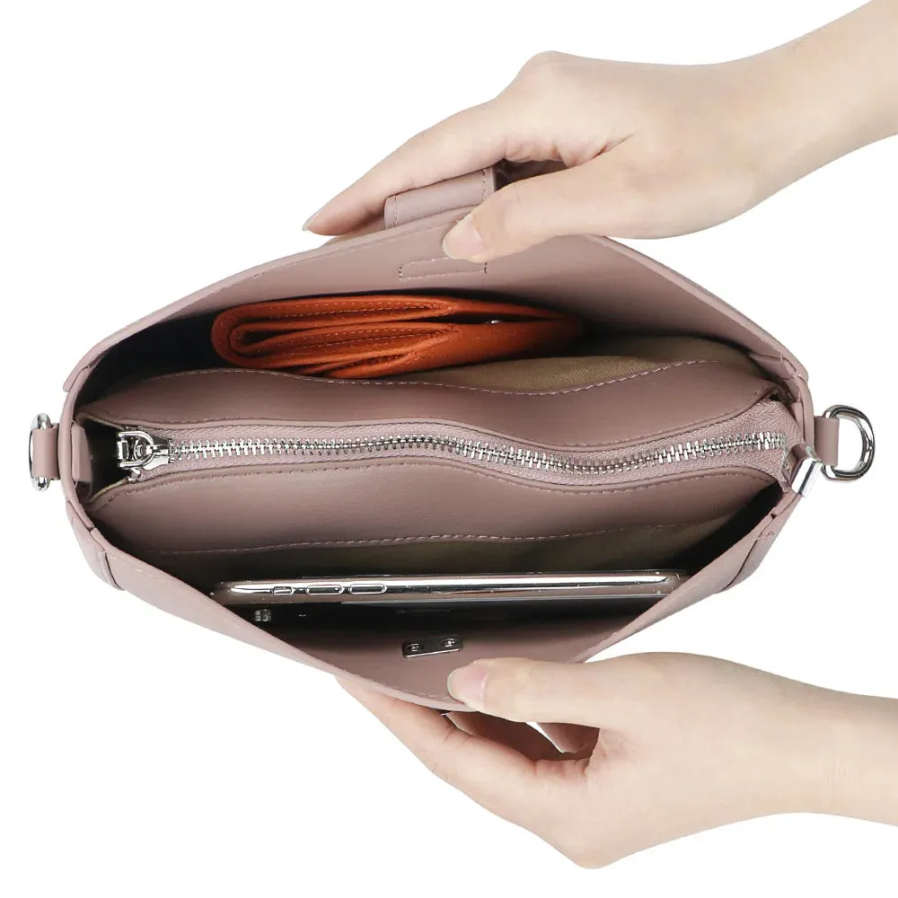 Royal Bagger Genuine Leather Shoulder Crossbody Bags Fashion Casual Satchel Purses Large Capacity Commuting Bucket Bag 2853