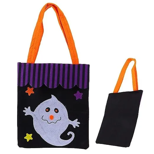 RSAAUD® Halloween Felt Bags Cute Halloween Candy Bag Goody Bag Halloween Candy Basket BagsTrick or Treat Bag Candy Bags Reusable Halloween Candy Bag (Random Prints)