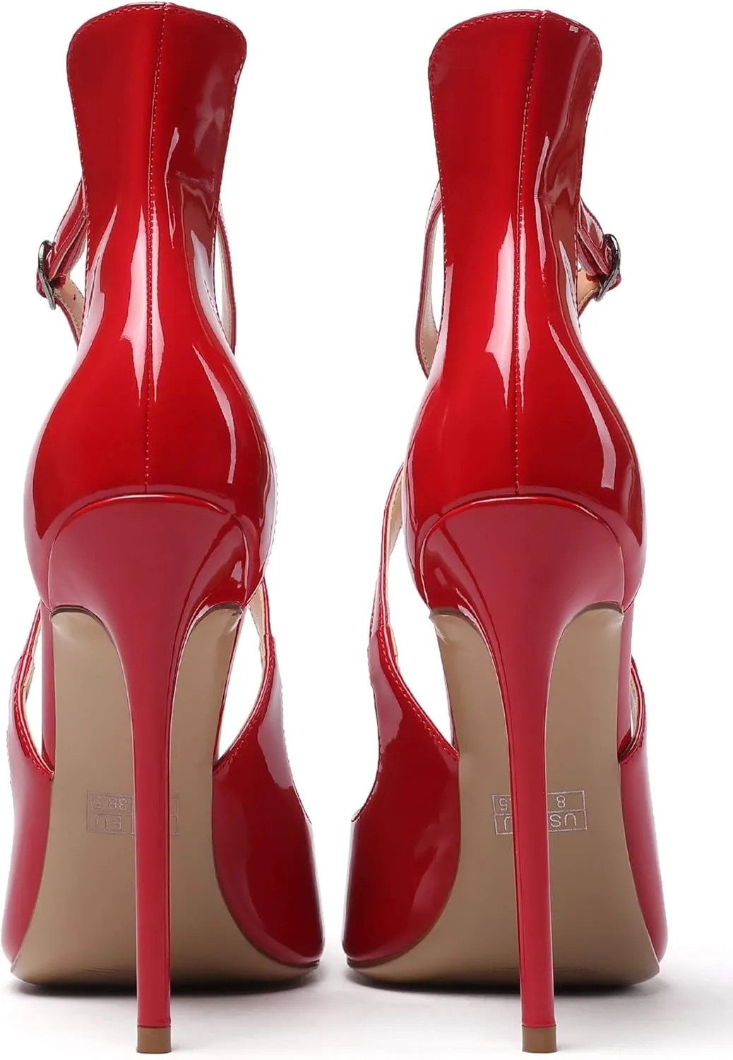 SAMMITOP Women's Pointed Toe Stiletto High Heels Crisscross Strappy Pumps Ladies Ankle Buckle Strap Shoes