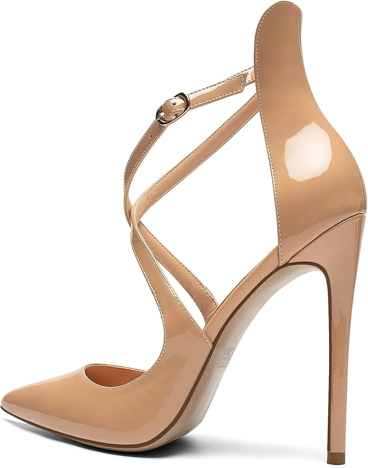 SAMMITOP Women's Pointed Toe Stiletto High Heels Crisscross Strappy Pumps Ladies Ankle Buckle Strap Shoes