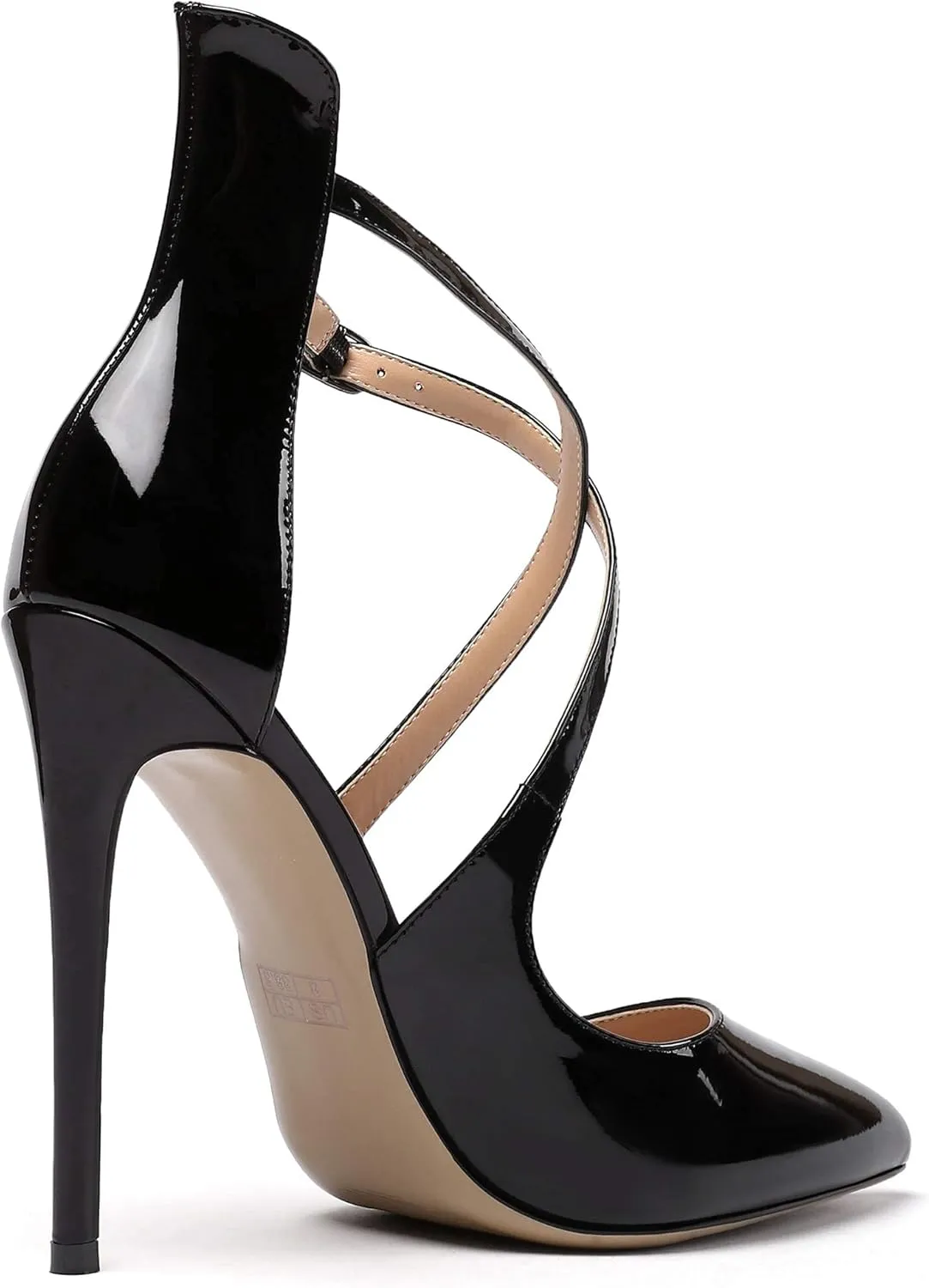 SAMMITOP Women's Pointed Toe Stiletto High Heels Crisscross Strappy Pumps Ladies Ankle Buckle Strap Shoes