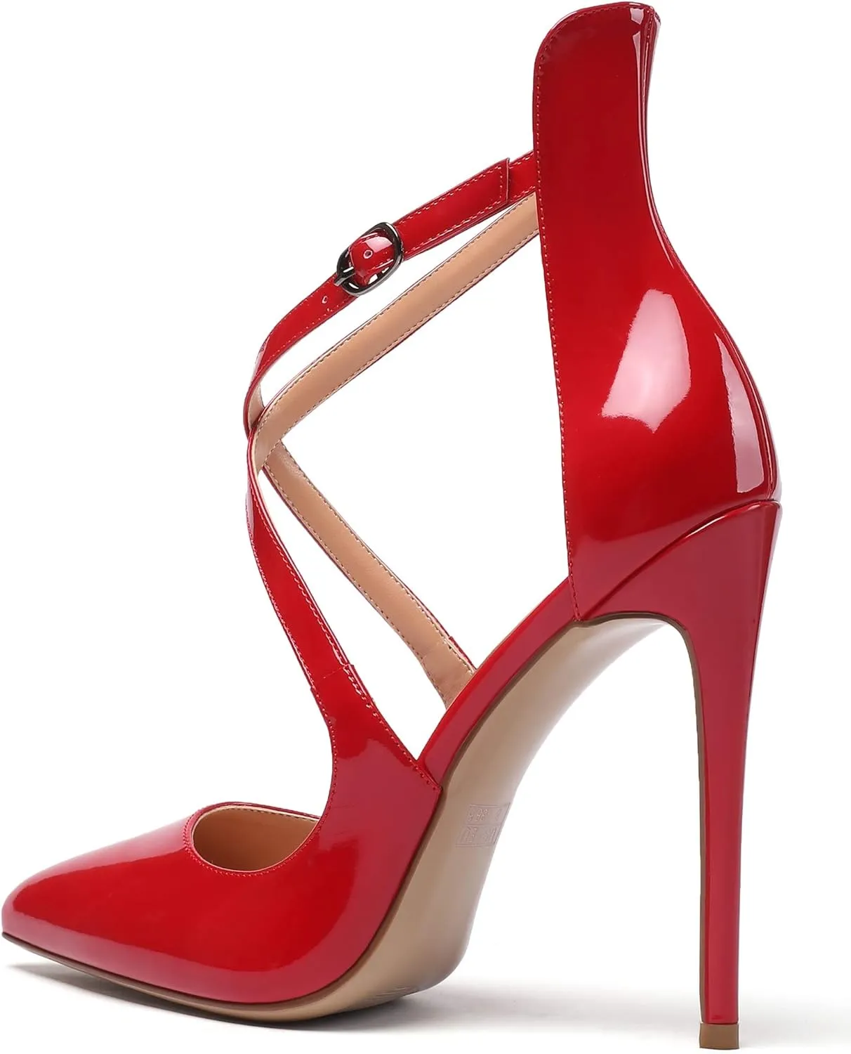 SAMMITOP Women's Pointed Toe Stiletto High Heels Crisscross Strappy Pumps Ladies Ankle Buckle Strap Shoes