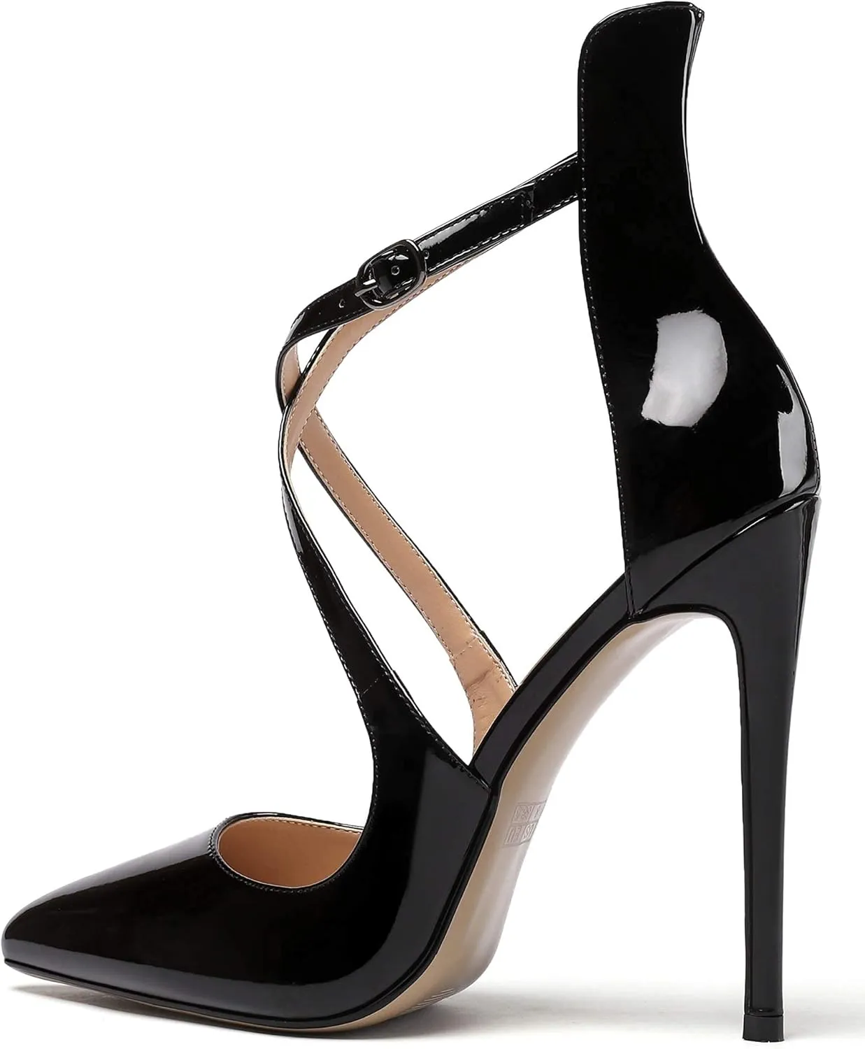 SAMMITOP Women's Pointed Toe Stiletto High Heels Crisscross Strappy Pumps Ladies Ankle Buckle Strap Shoes