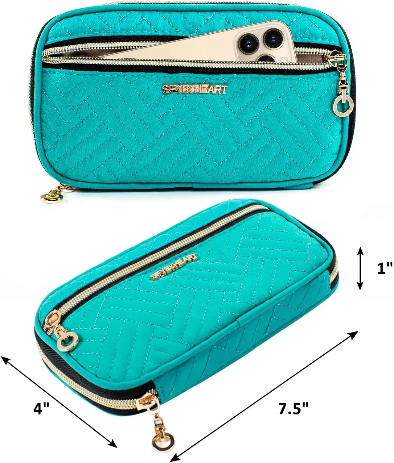 SFYBYHEART Travel Jewelry Organizer Case, Jewelry Travel Bags for Women, Small Travel Jewelry Case for Tangle-Free Earrings, Necklaces, Rings Storage, Travel Accessories, Teal