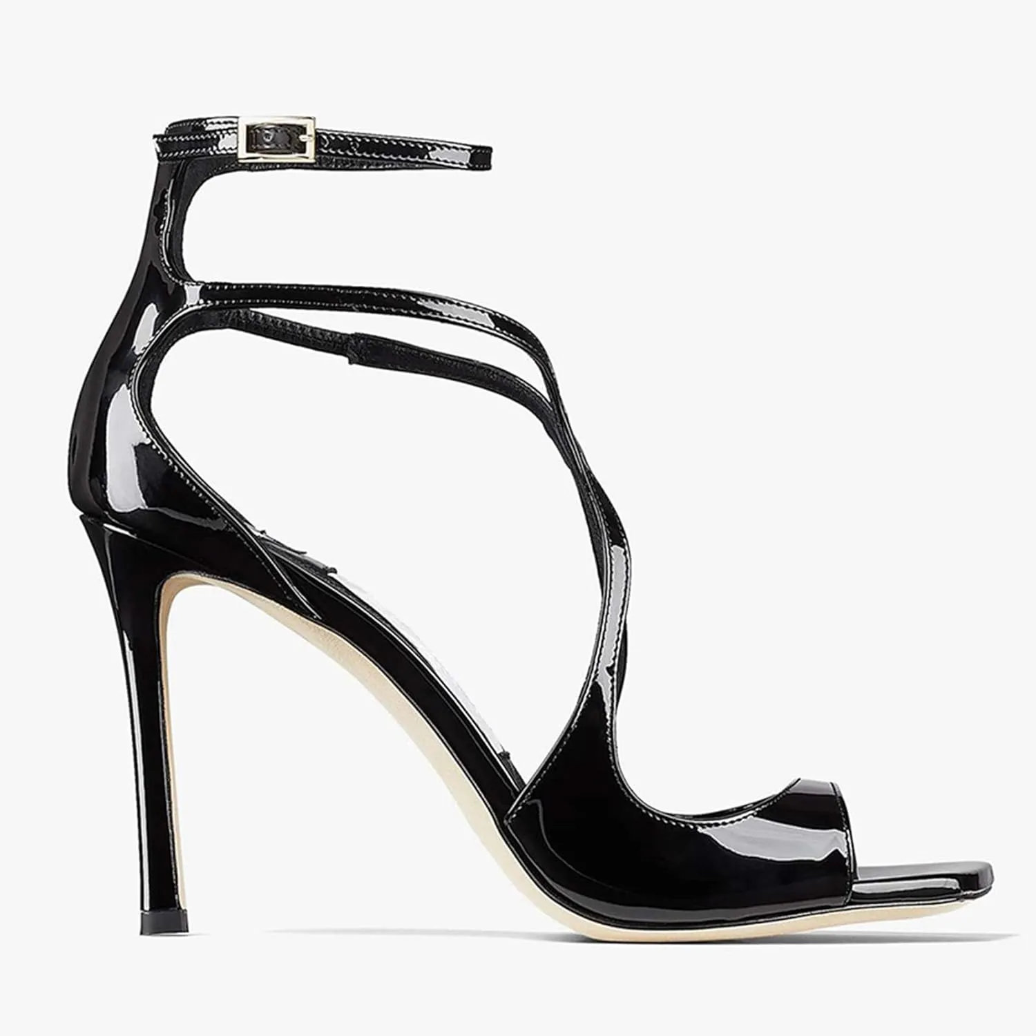 SHEMEE Women's Heeled Sandals Fashion Square Open Toe High Heels Ankle Strappy Buckled Sandals Party Dress Shoes