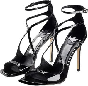 SHEMEE Women's Heeled Sandals Fashion Square Open Toe High Heels Ankle Strappy Buckled Sandals Party Dress Shoes