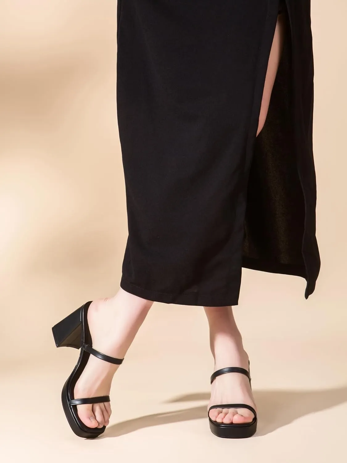 Shoe'N Tale Women's Strappy Pearl Heels Chunky Heels Block Platform Heeled Sandals Square Toe Slip On Comfortable Fashion Dress Shoes