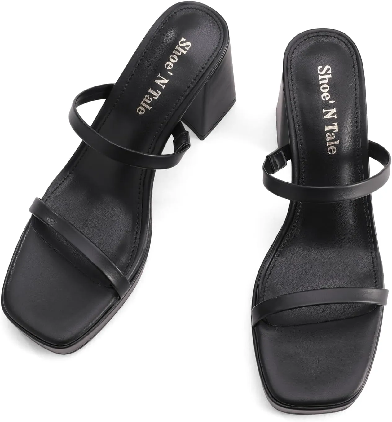 Shoe'N Tale Women's Strappy Pearl Heels Chunky Heels Block Platform Heeled Sandals Square Toe Slip On Comfortable Fashion Dress Shoes