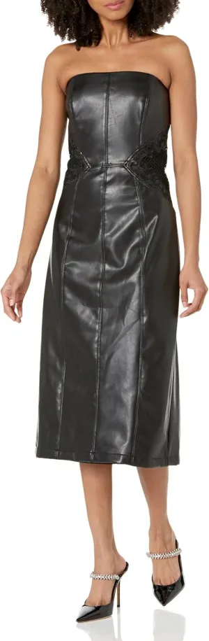 Shoshanna Women's Embroidered Leather Merlot Dress