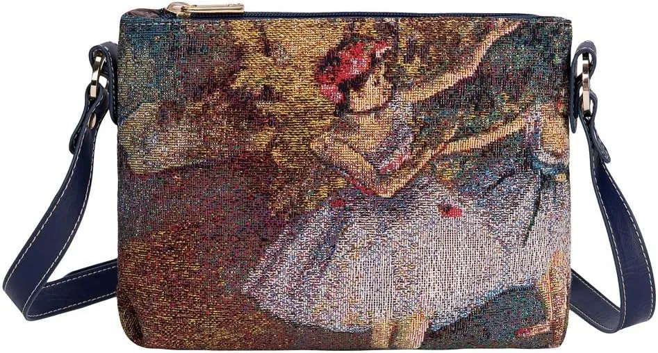 Signare Tapestry Crossbody Bag Shoulder Purse for Women In Two Dancers inspired by Edgar Degas (XB02-ART-ED-BLR-2)