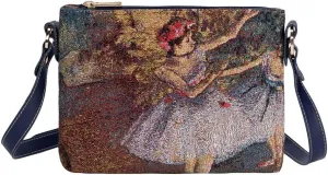 Signare Tapestry Crossbody Bag Shoulder Purse for Women In Two Dancers inspired by Edgar Degas (XB02-ART-ED-BLR-2)