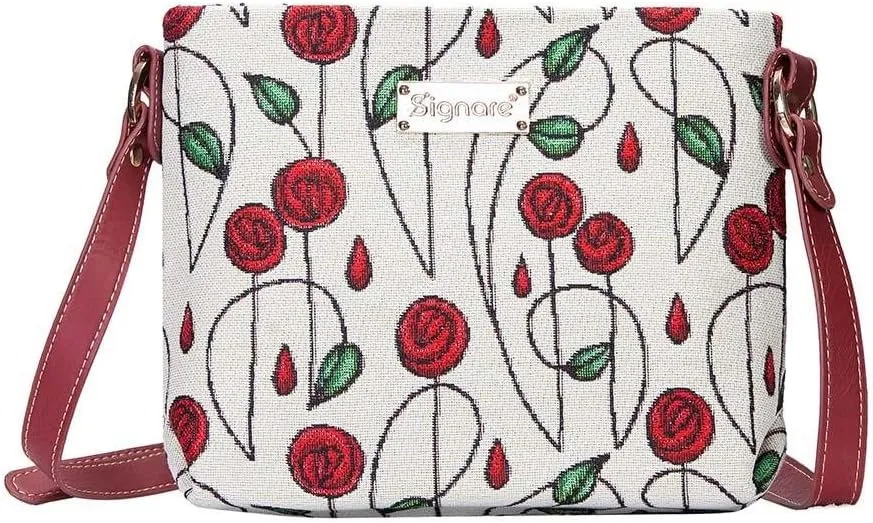Signare Tapestry Crossbody Bag Small Shoulder Bag for Women with Floral Design