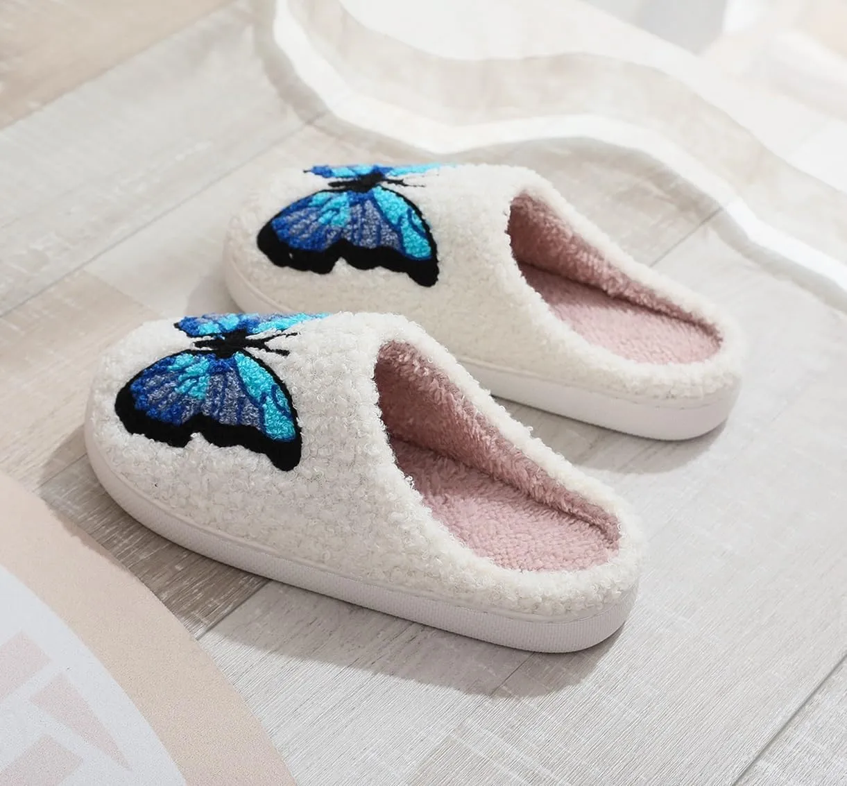 Slippers for Womens Mens Cut Retro Plush Soft Memory Foam House Shoes