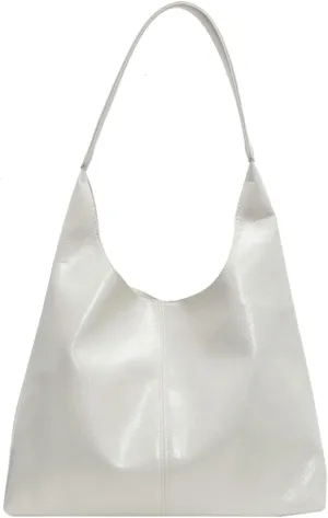 Slouchy Bags Women Commuter PU Leather Tote Bag 2025 Soft Shine Shoulder Bag with Zip Pouch Versatile Purse