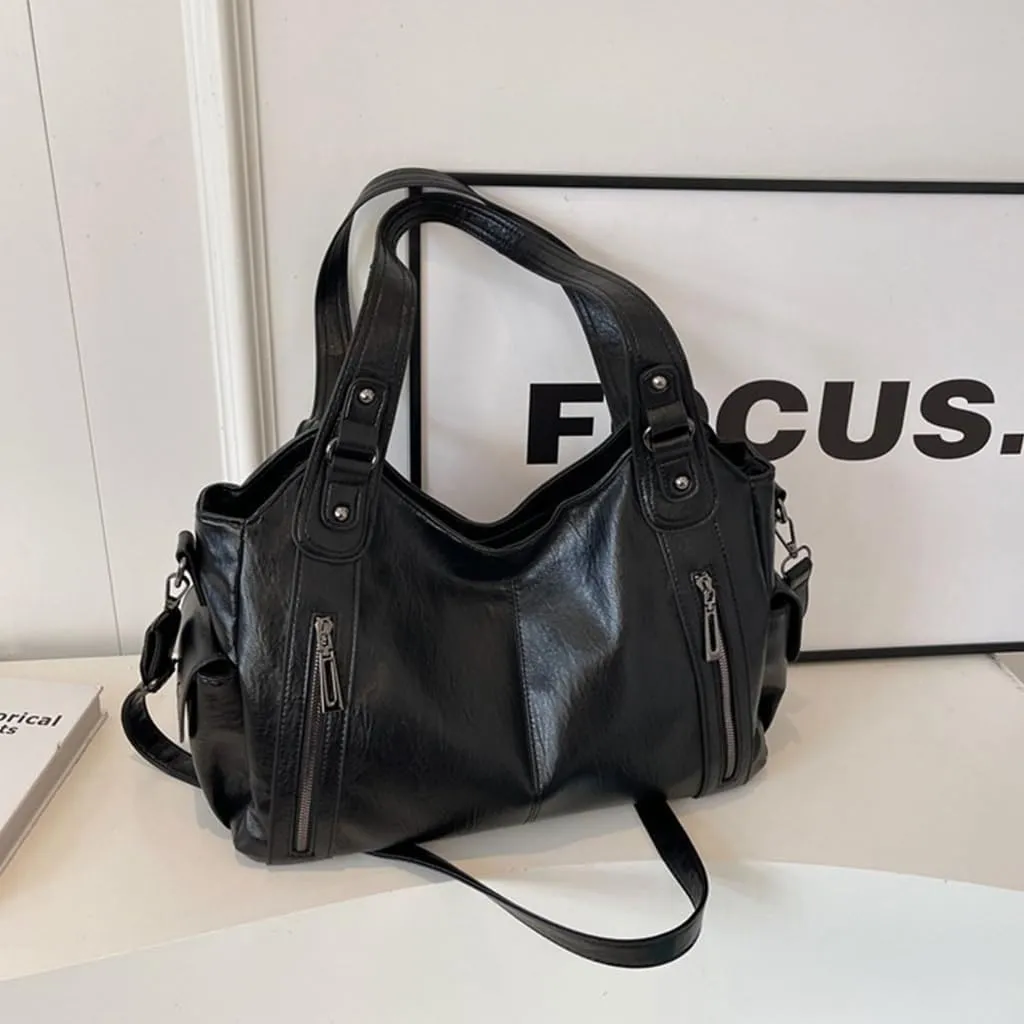 Slouchy Handbag Large Shoulder Crossbody Bag Women's PU Leather Shopper Bag with Multiple Pockets for Daily Use