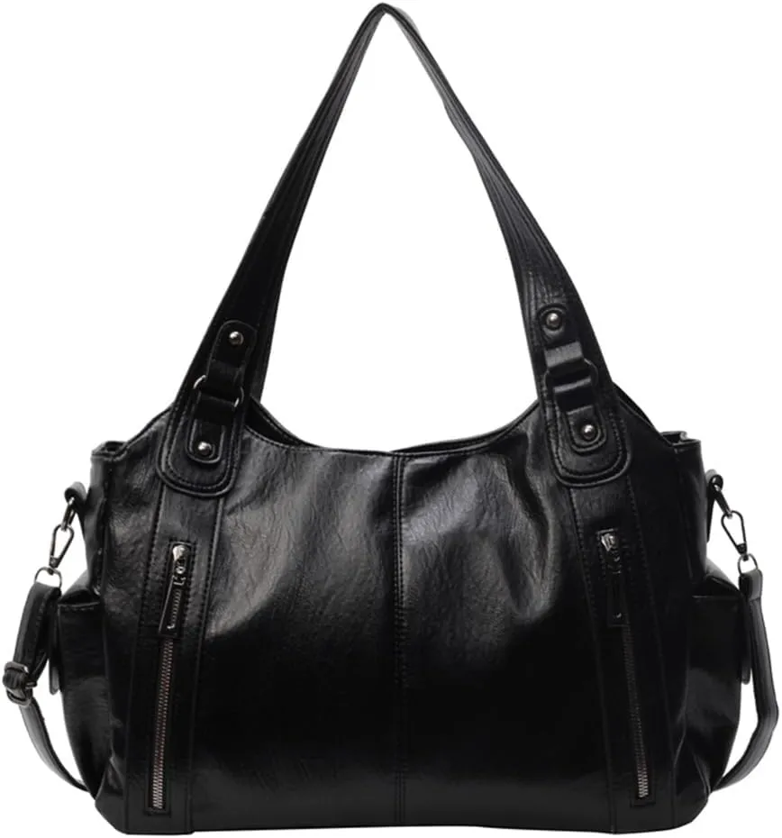 Slouchy Handbag Large Shoulder Crossbody Bag Women's PU Leather Shopper Bag with Multiple Pockets for Daily Use