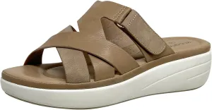 SOBEYO Women's Buckled Strappy Platform Sandals Accent Open Toe Comfort Slides