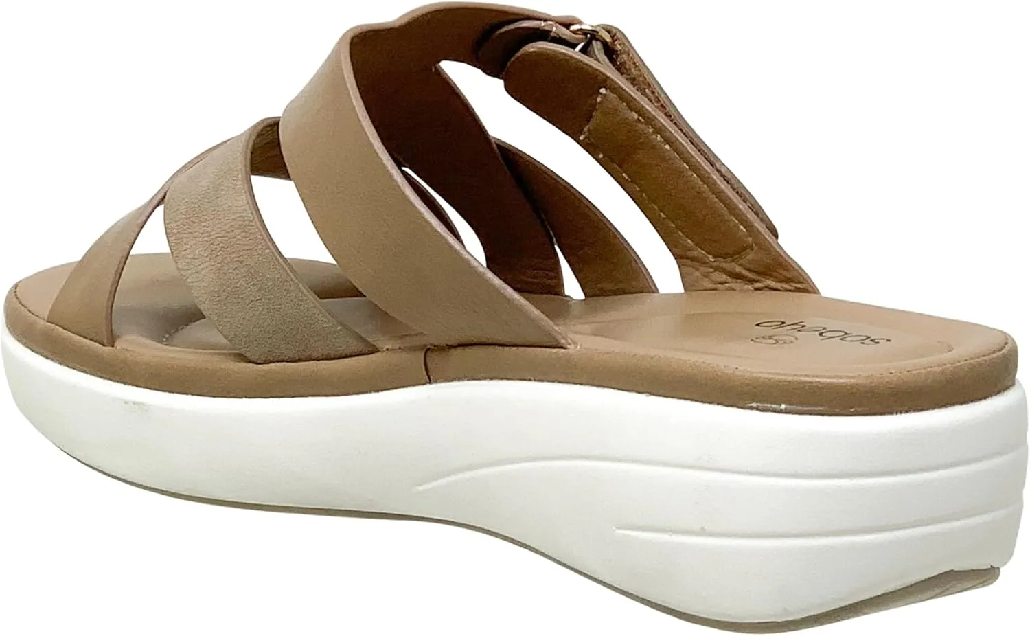 SOBEYO Women's Buckled Strappy Platform Sandals Accent Open Toe Comfort Slides