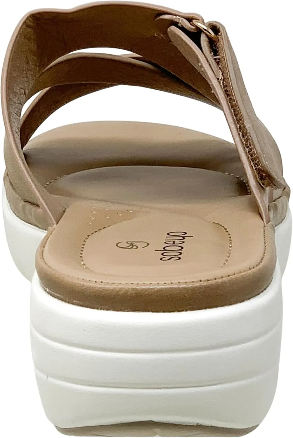 SOBEYO Women's Buckled Strappy Platform Sandals Accent Open Toe Comfort Slides