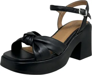 SOBEYO Women's Genuine Leather Criss-Cross Sandals Bell-Shape Block Heels Ankle Strap Buckled