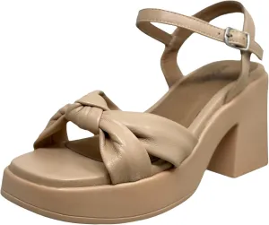 SOBEYO Women's Genuine Leather Criss-Cross Sandals Bell-Shape Block Heels Ankle Strap Buckled