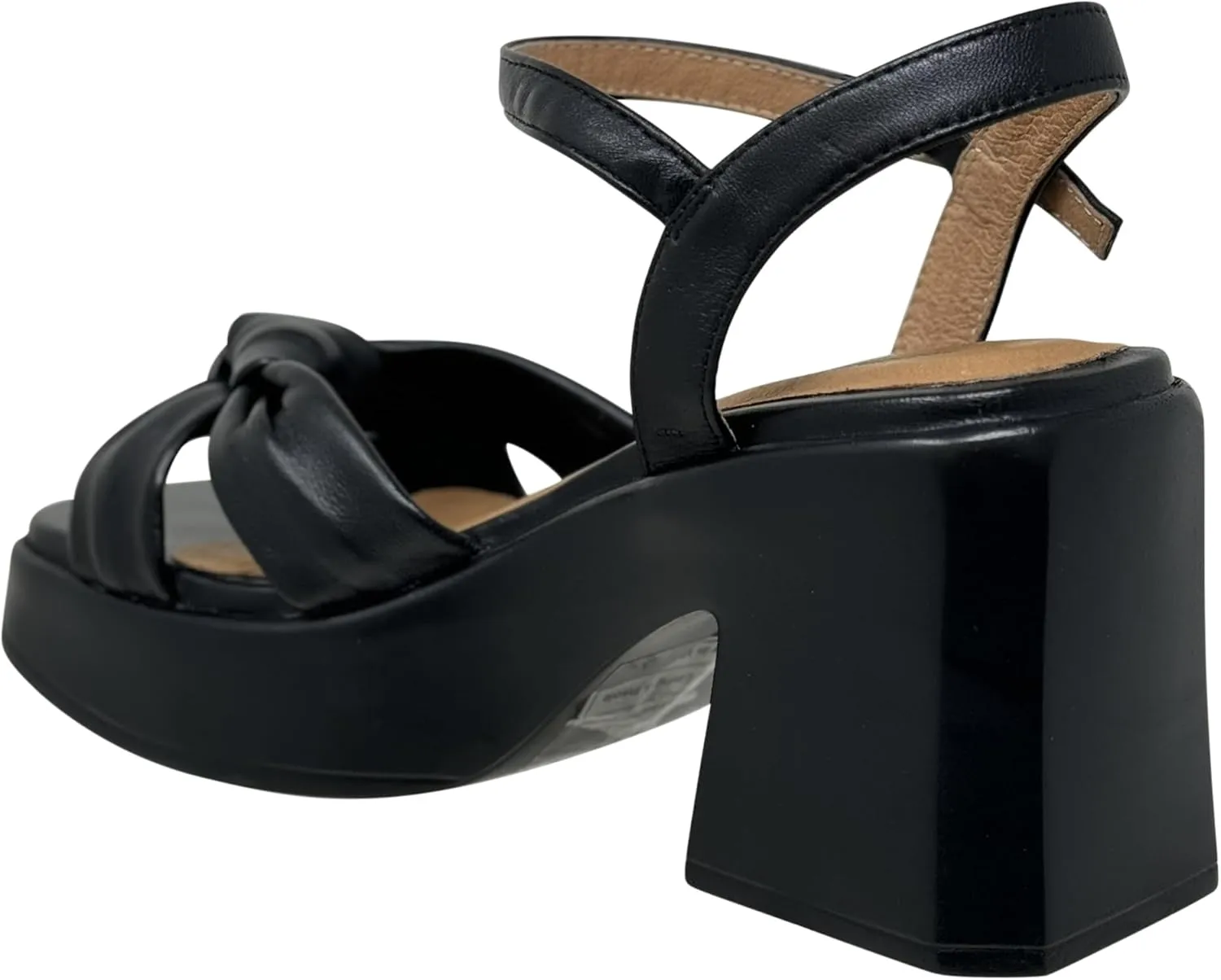 SOBEYO Women's Genuine Leather Criss-Cross Sandals Bell-Shape Block Heels Ankle Strap Buckled