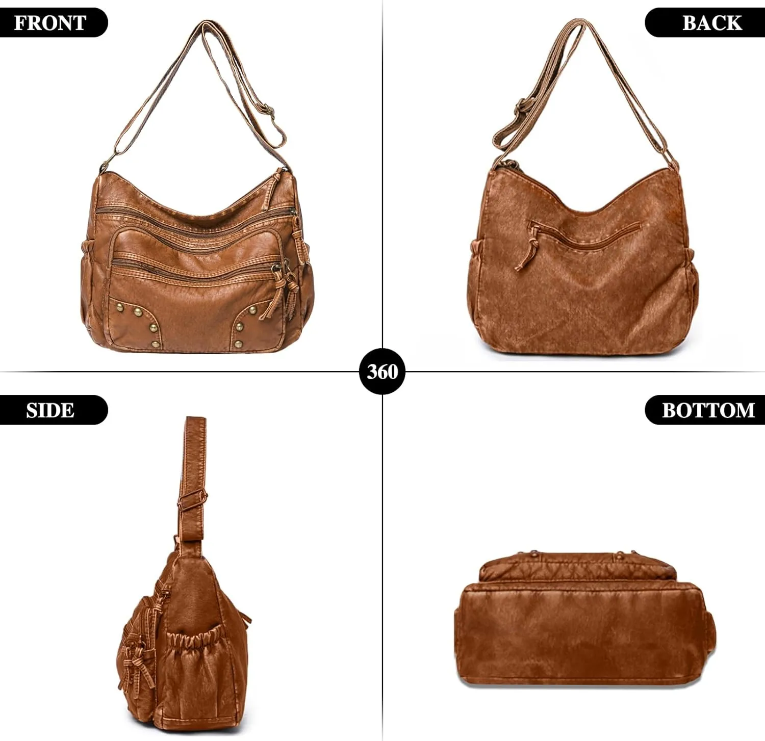 Soft Leather Handbag for Women Multi-Pocket Crossbody Bag Waterproof Shoulder Bag Ladies Casual Messenger Bags