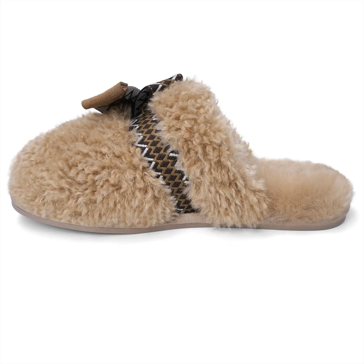 SOULROSE Womens Maxi Curly Sister Slides Fuzzy Slippers Women with Cute Bow Wool Memory Foam House Slippers Cozy Indoor Outdoor Cloud shoes Gifts