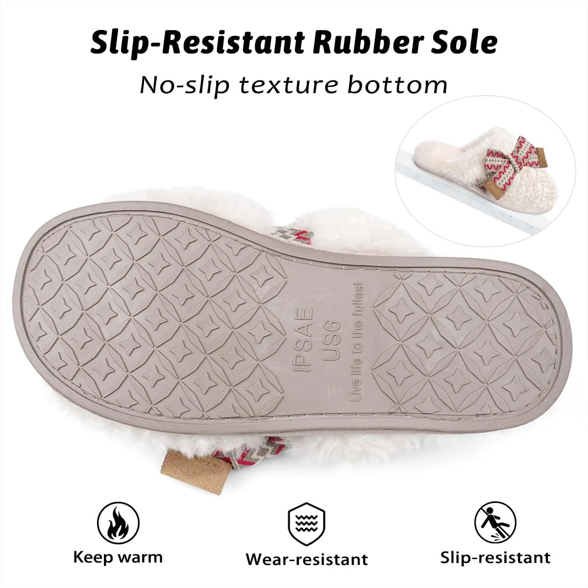 SOULROSE Womens Maxi Curly Sister Slides Fuzzy Slippers Women with Cute Bow Wool Memory Foam House Slippers Cozy Indoor Outdoor Cloud shoes Gifts