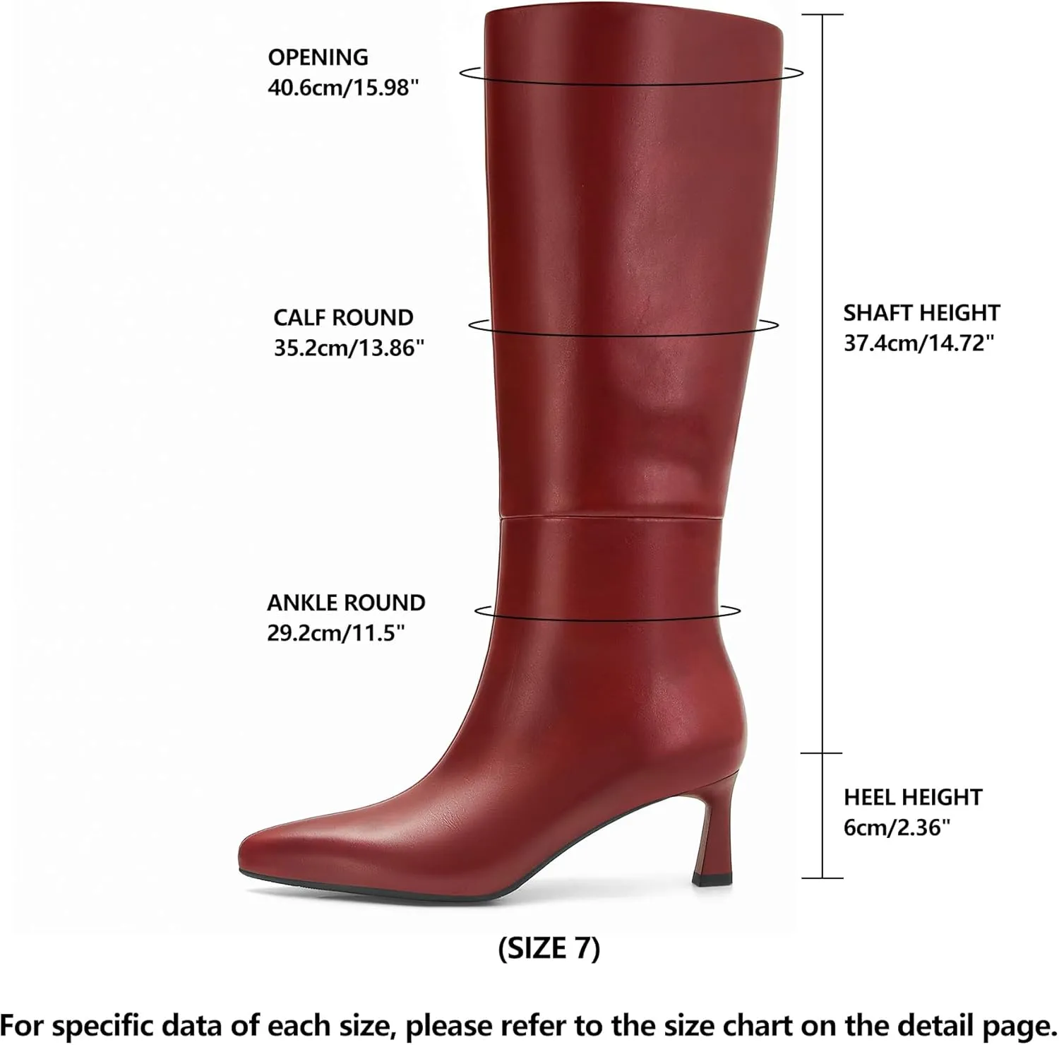 SOVANYOU Kitten Heel Knee High Boots for Women Pointed Toe Tall Boots Wide Calf Boots with Pull-on Style